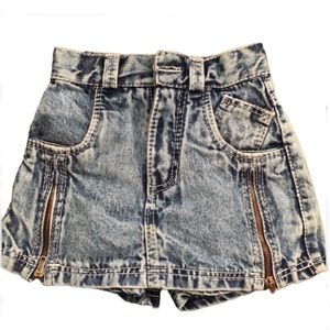 Vintage Oxigeno Skort Girls XS Size 4 Blue Acid Wash Denim Skort Skirt/Shorts